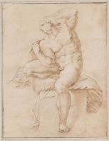 N+ 002
<br/>
Mannelijk naakt op sokkel
<br/>
<em>Anoniem It (16de eeuw)</em>